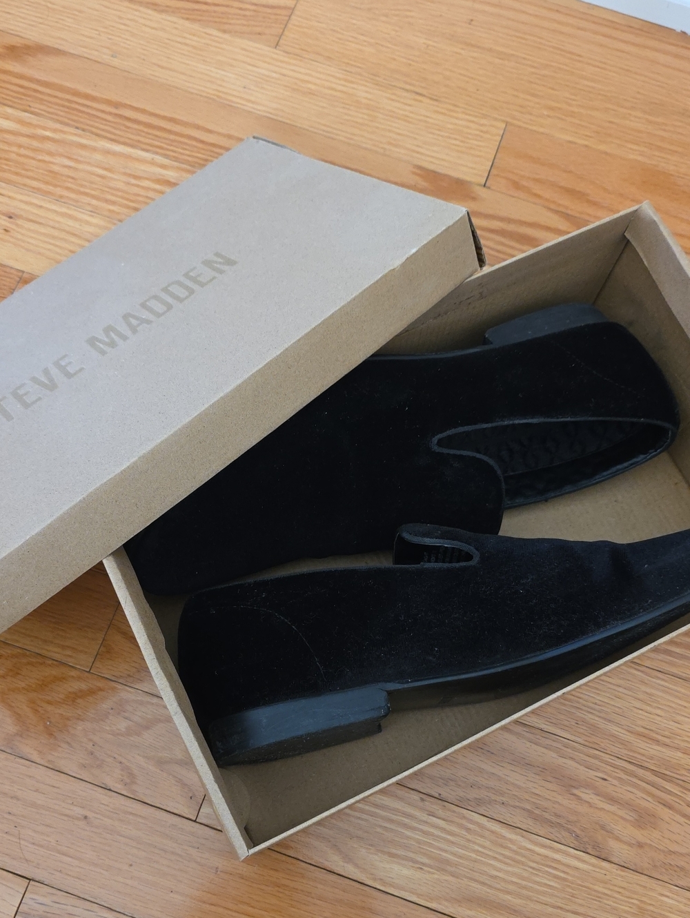Steve Madden Black Velvet Slip-On Loafers